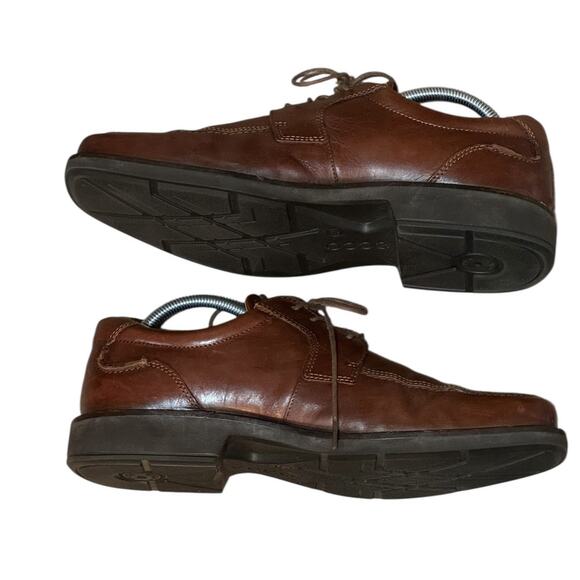 Ecco Helsinki Oxfords Loafer Shoes Mens Sz 8-8.5 US 42 EU Brown Leather Lace Up